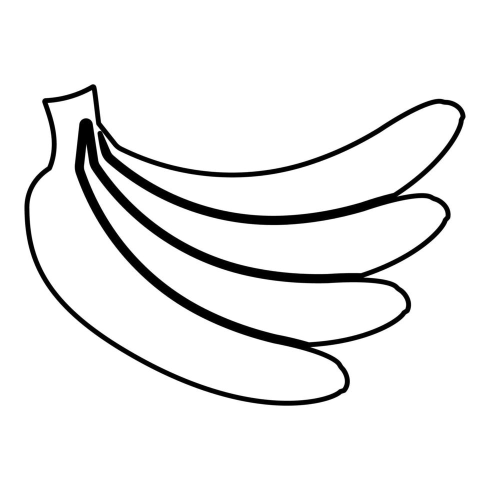 mazzo di banane contorno icona colore nero illustrazione vettoriale immagine in stile piatto