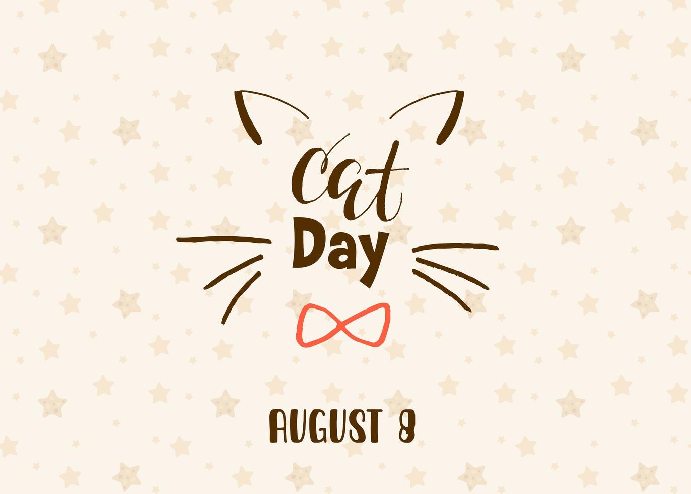 giornata mondiale del gatto. vacanza internazionale. illustrazione vettoriale. scritte su sfondo beige con stelle. vettore