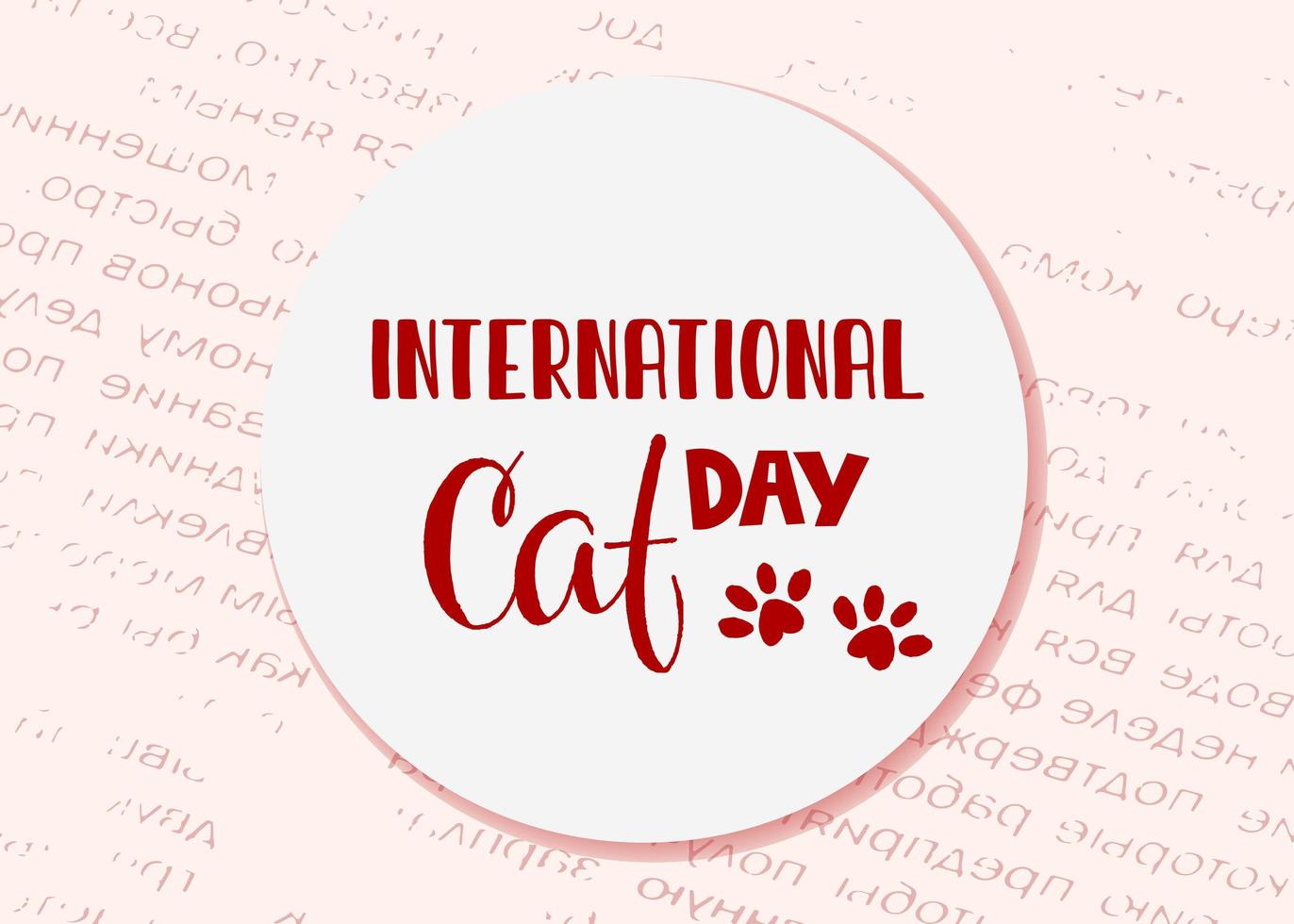giornata mondiale del gatto. vacanza internazionale. illustrazione vettoriale. scritte su sfondo rosa. vettore
