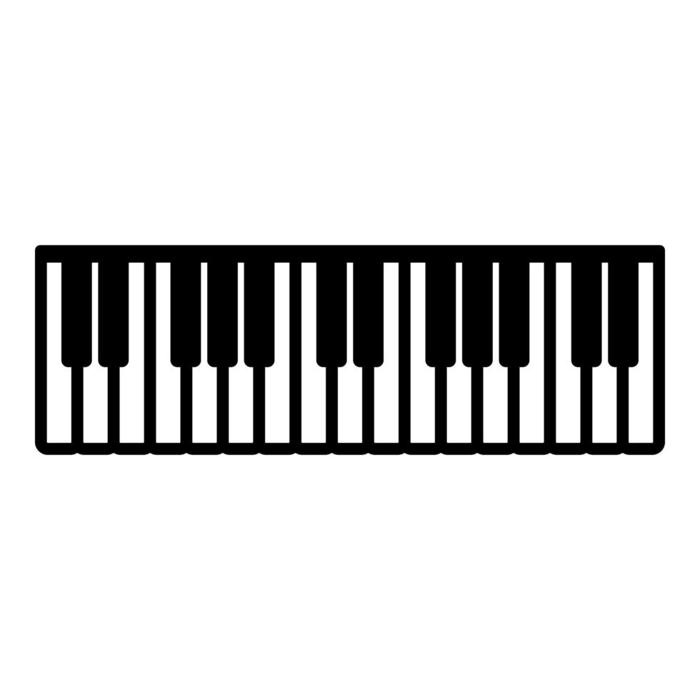 tasti musicali pianino icona sintetizzatore avorio colore nero illustrazione vettoriale immagine in stile piatto