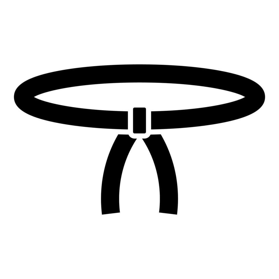 cintura sport da combattimento orientale abbigliamento in cintura di combattente karate judo icona colore nero illustrazione vettoriale immagine in stile piatto