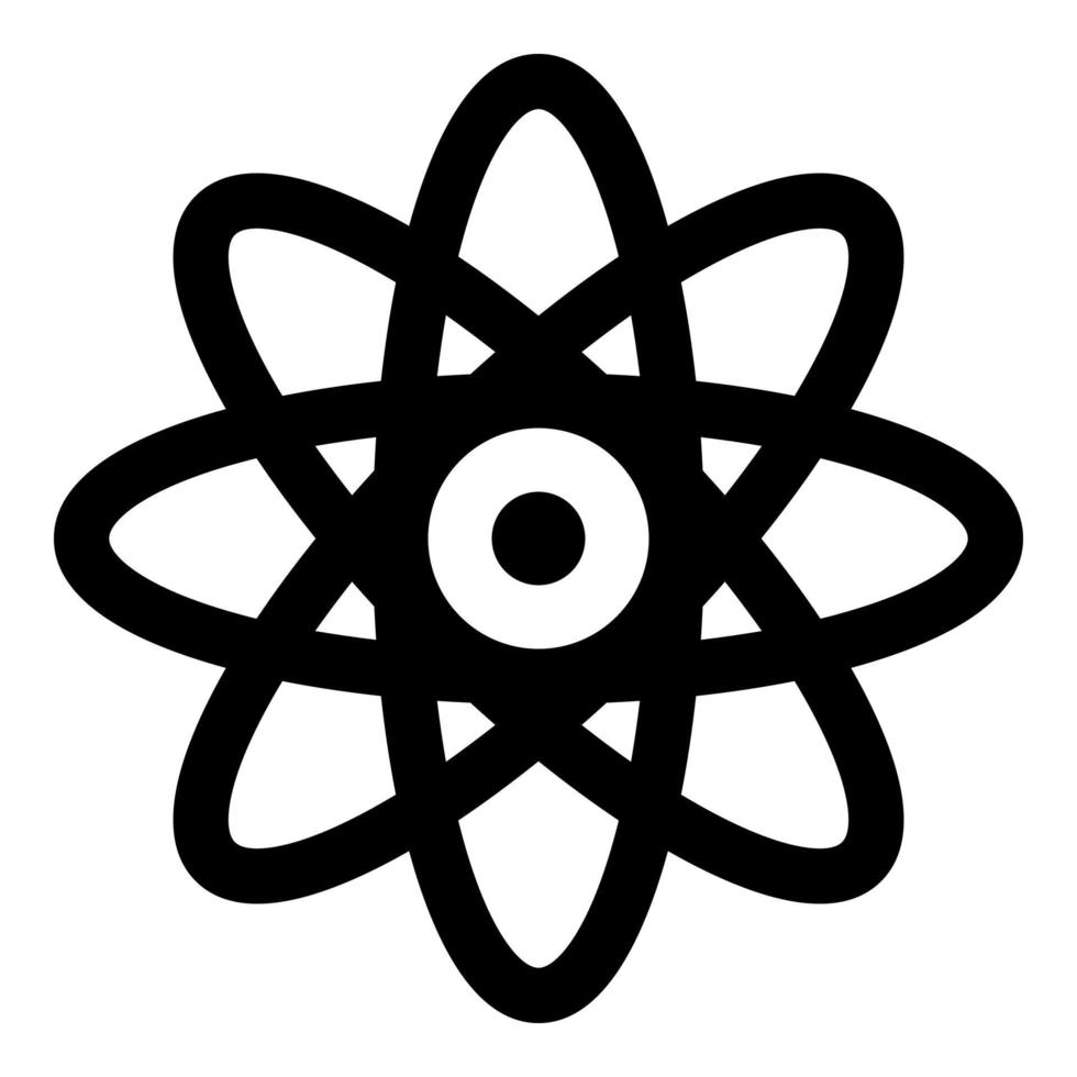 icona del segno molecolare dell'atomo colore nero illustrazione vettoriale immagine in stile piatto