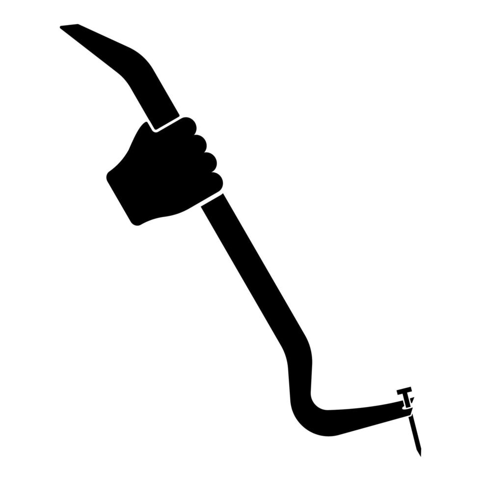 strumento del piede di porco in mano rimuovere il supporto del chiodo tira l'icona colore nero illustrazione vettoriale immagine in stile piatto