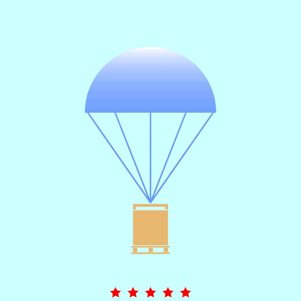 paracadute con set da carico è un'icona a colori. vettore