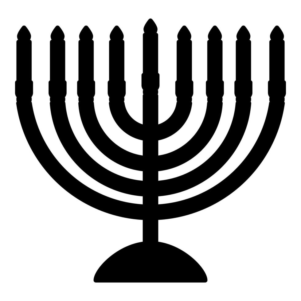 chanukah menorah candelabro per le vacanze ebraiche con candele israele icona portacandele colore nero illustrazione vettoriale immagine in stile piatto