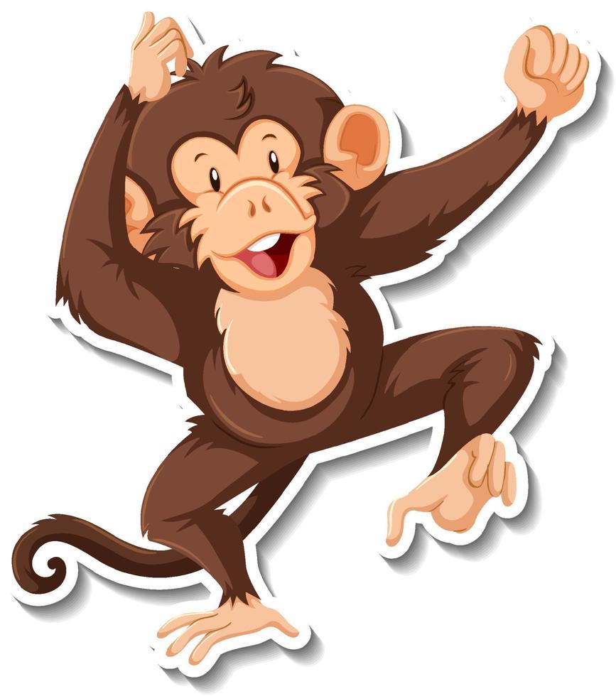 adesivo cartone animato animale danzante scimmia vettore