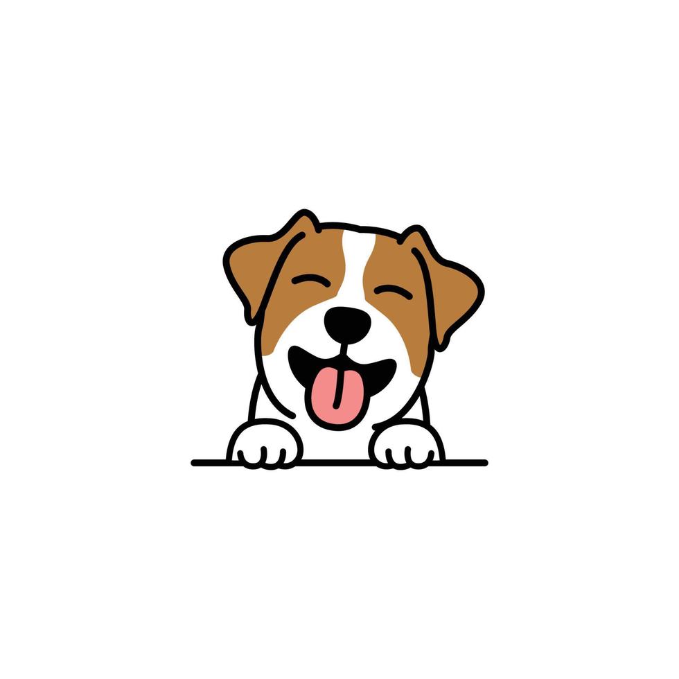 carino jack russell terrier cucciolo sorridente cartone animato, illustrazione vettoriale