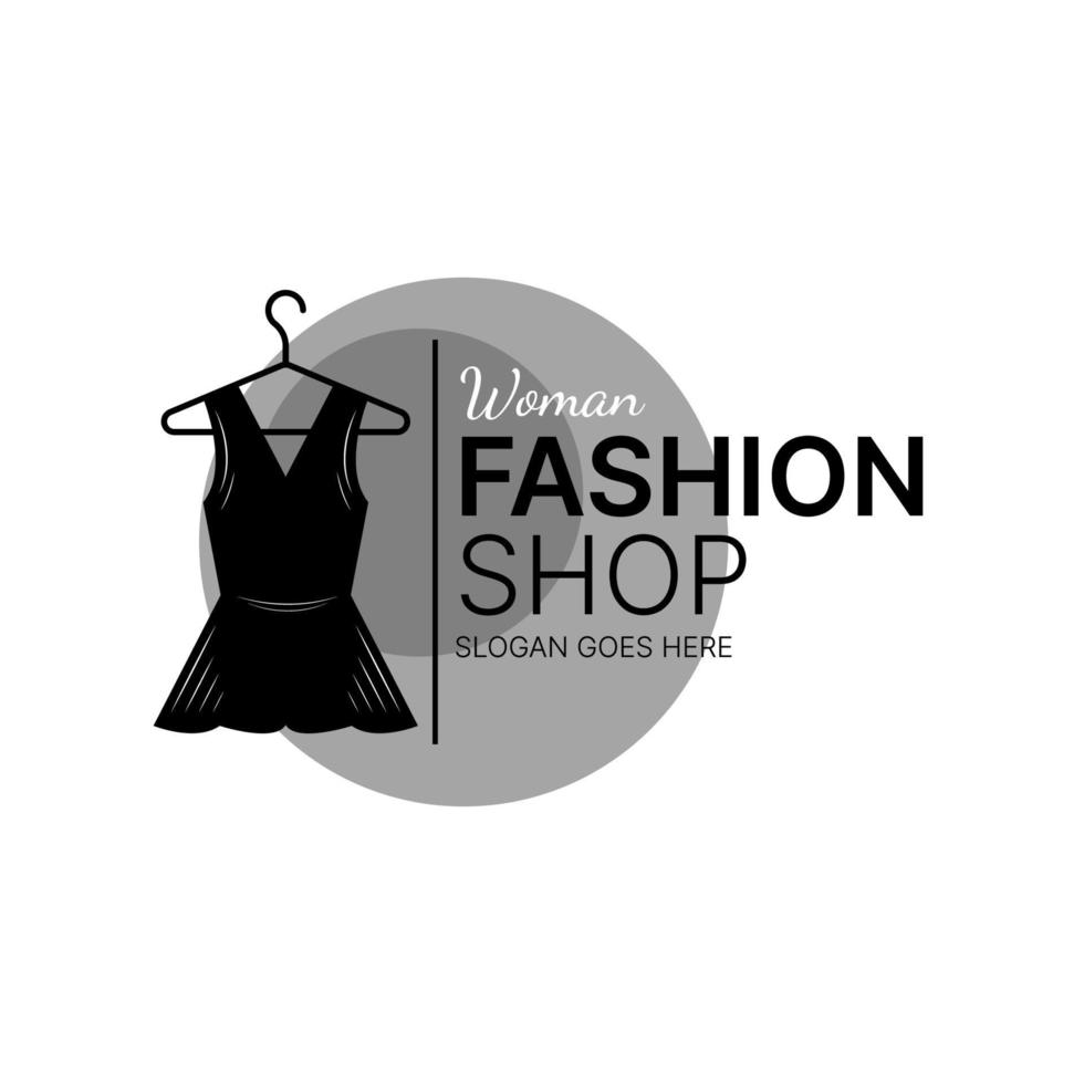 ispirazione per il design del logo del negozio di moda femminile in colore monocromatico vettore