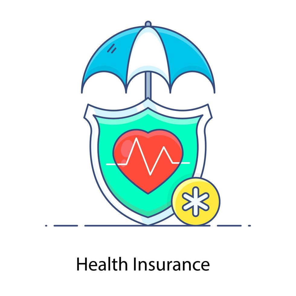 sicurezza medica, vettore di contorno piatto di assicurazione sanitaria