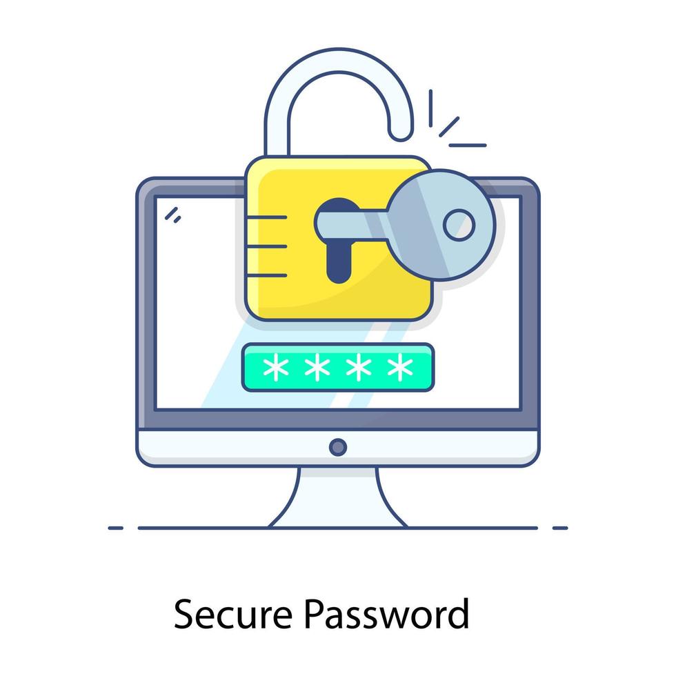 icona piatta concettuale di password sicura, vettore modificabile