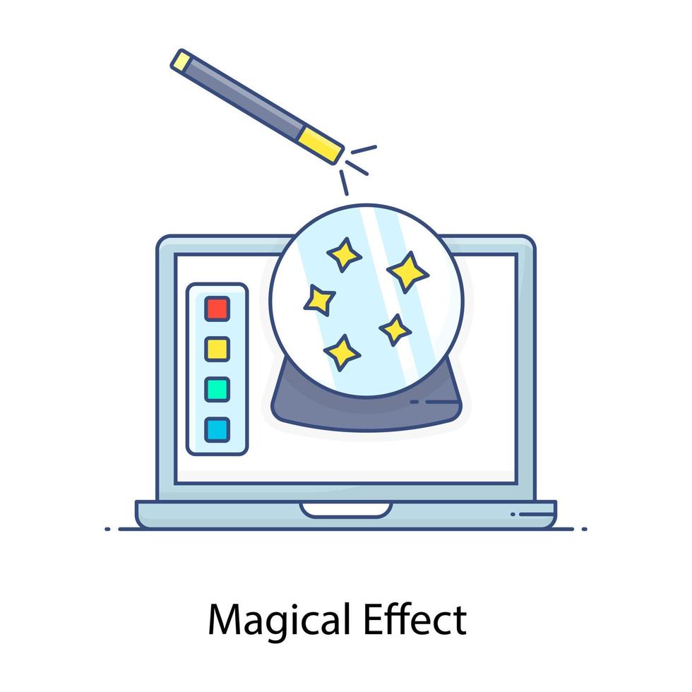 icona di contorno piatto effetto magico, progettazione vettore