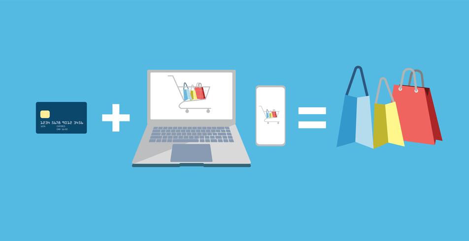 Vettore di progettazione di concetto di pagamento online, shopping online.