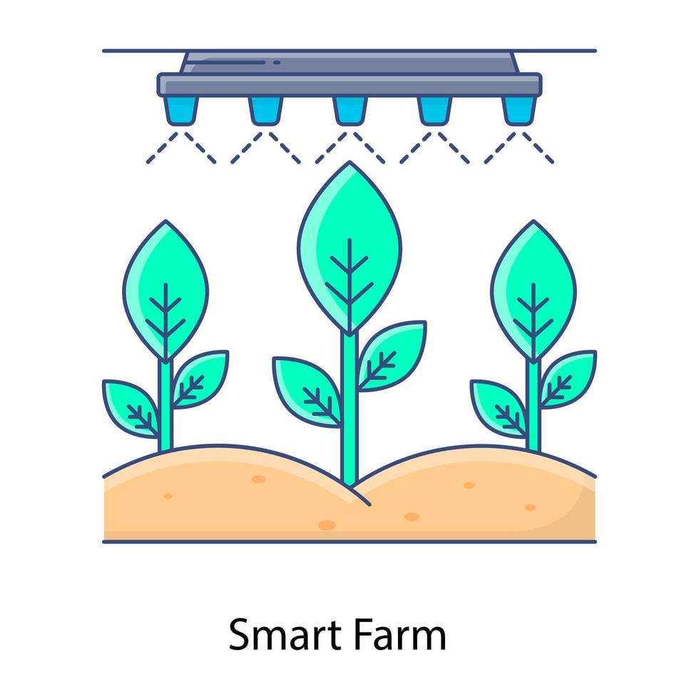 coltivare, icona di contorno piatto di smart farm vettore