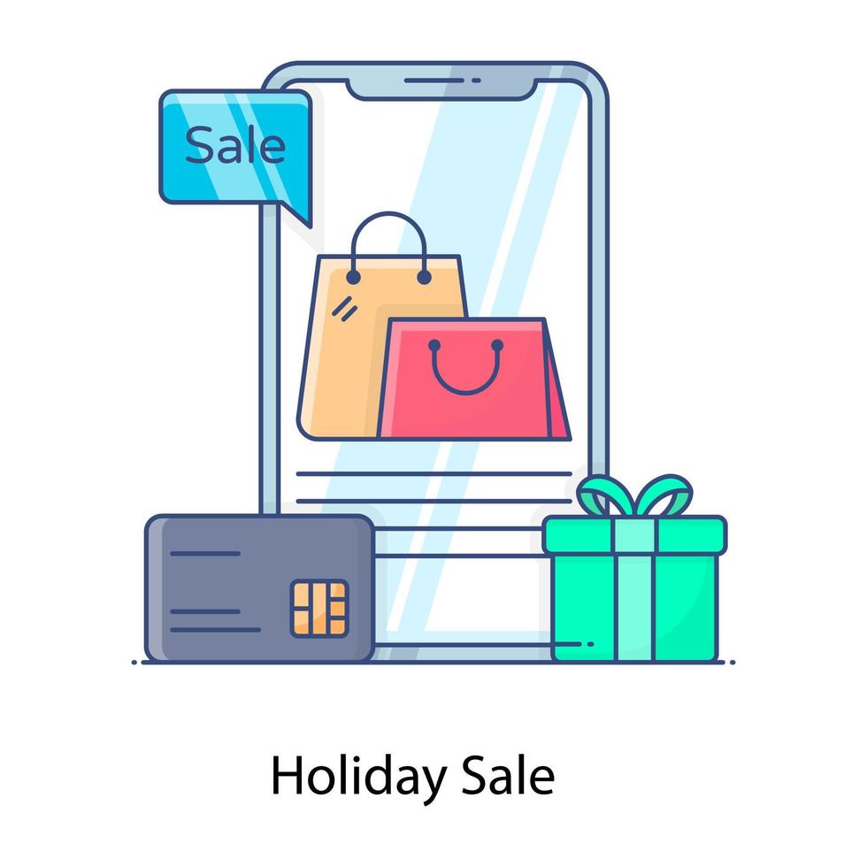 app sconto mcommerce, icona concettuale della vendita delle vacanze vettore