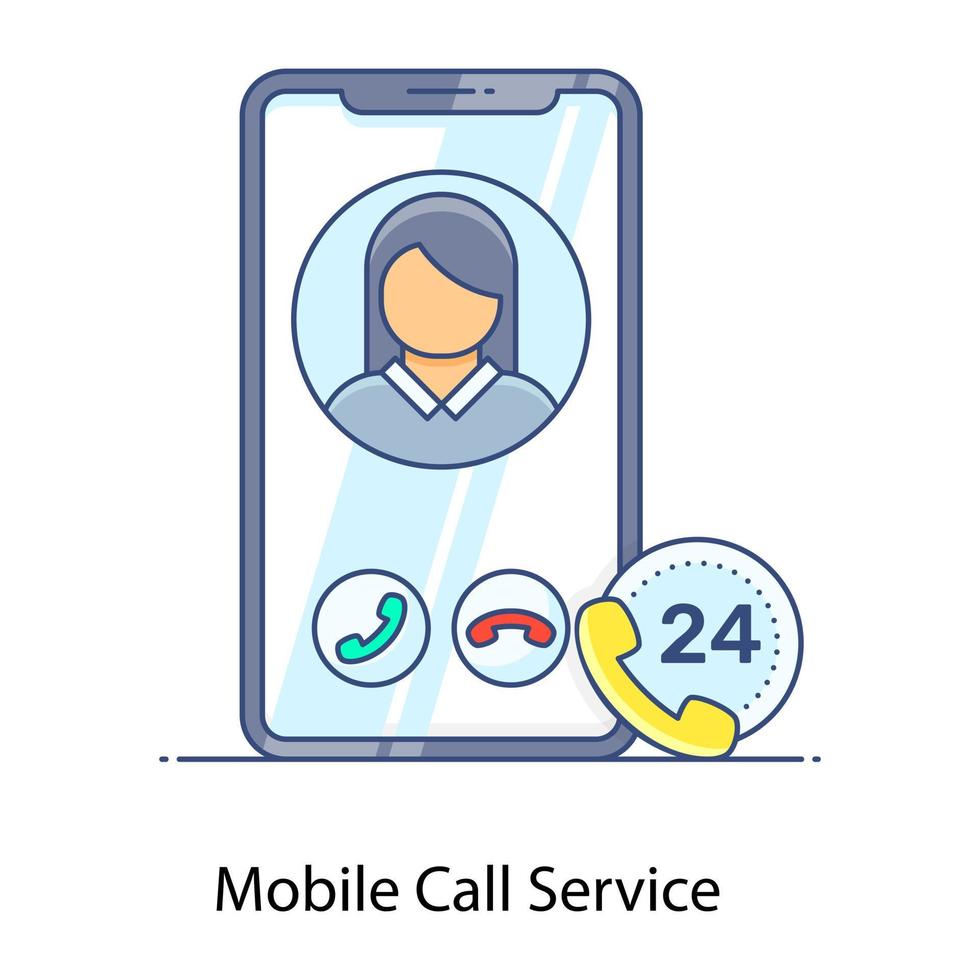 icona piatta del servizio di chiamata mobile, comunicazione mobile vettore