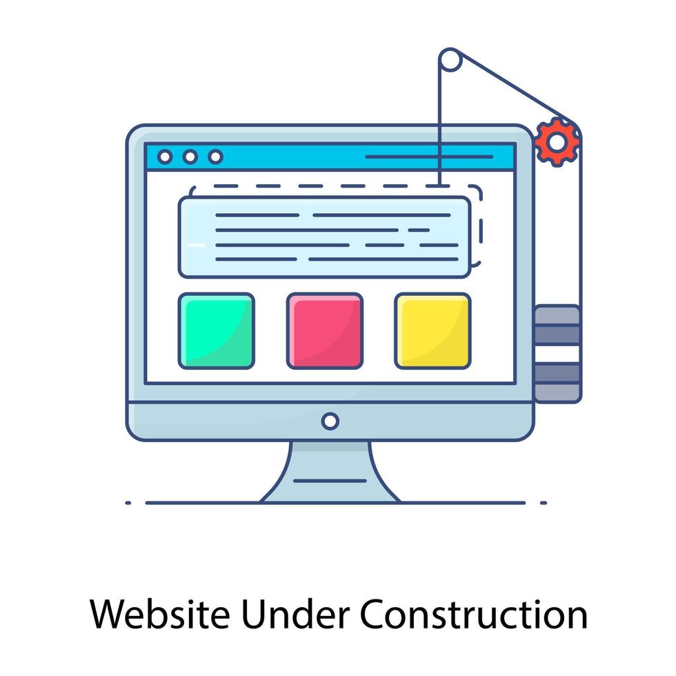 sito Web in costruzione icona di contorno piatto vettore