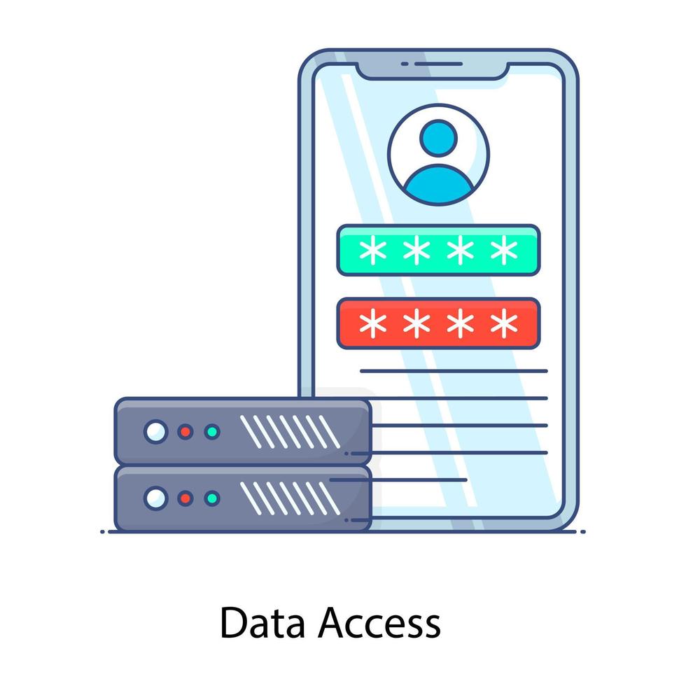 disegno concettuale modificabile del profilo piatto dell'icona di accesso ai dati vettore