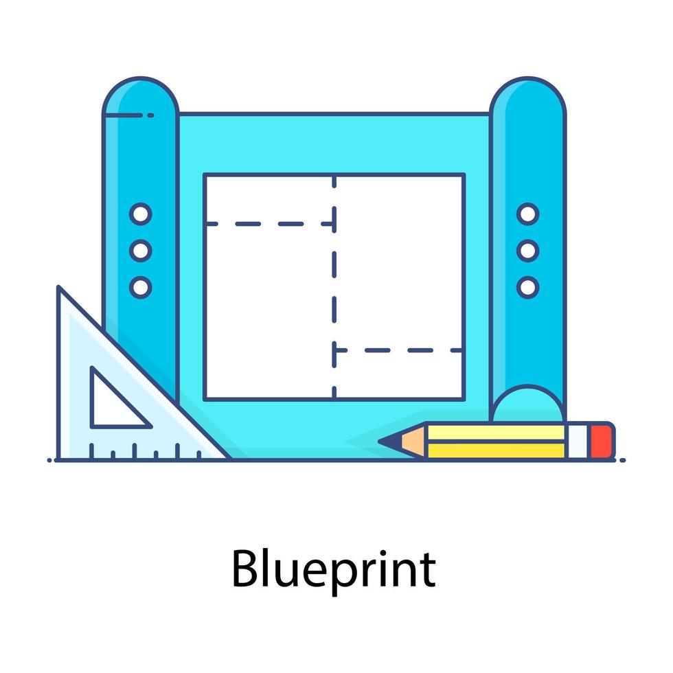 icona di contorno piatto di blueprint, business plan vettore