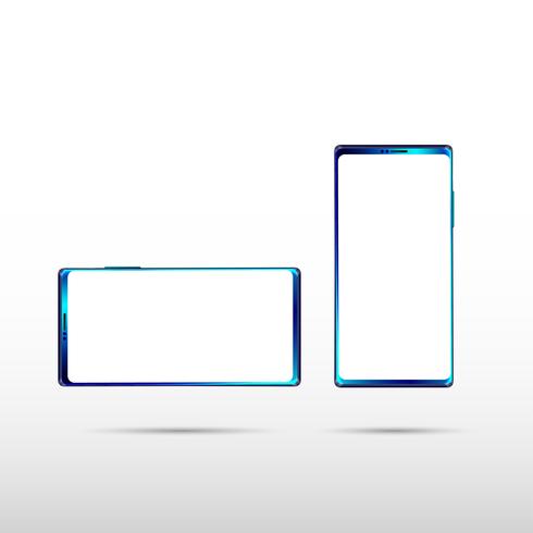 Moderno isolato Smartphone su sfondo bianco, perfetto colore blu notte sul modello di telefono cellulare. Vettore