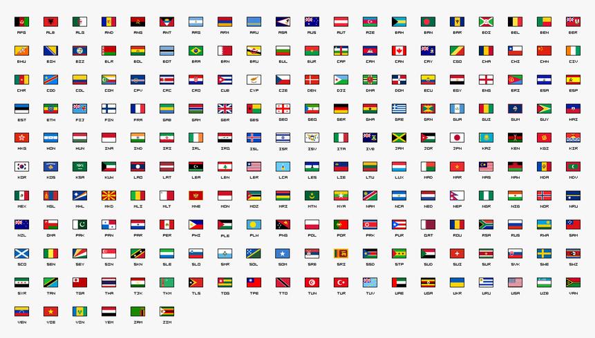 Country Flags of the World Progettato in 30x20 pixel. vettore