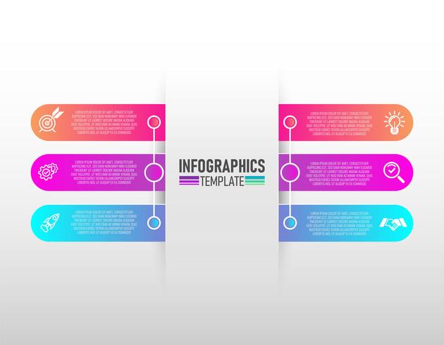 infografica progettazione vettoriale e marketing icone con 6 passaggi vettoriale.