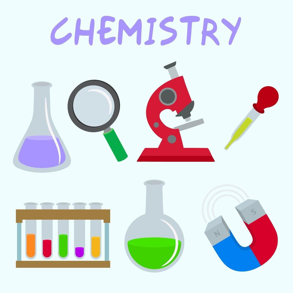 esperimento di chimica e set di strumenti vettore