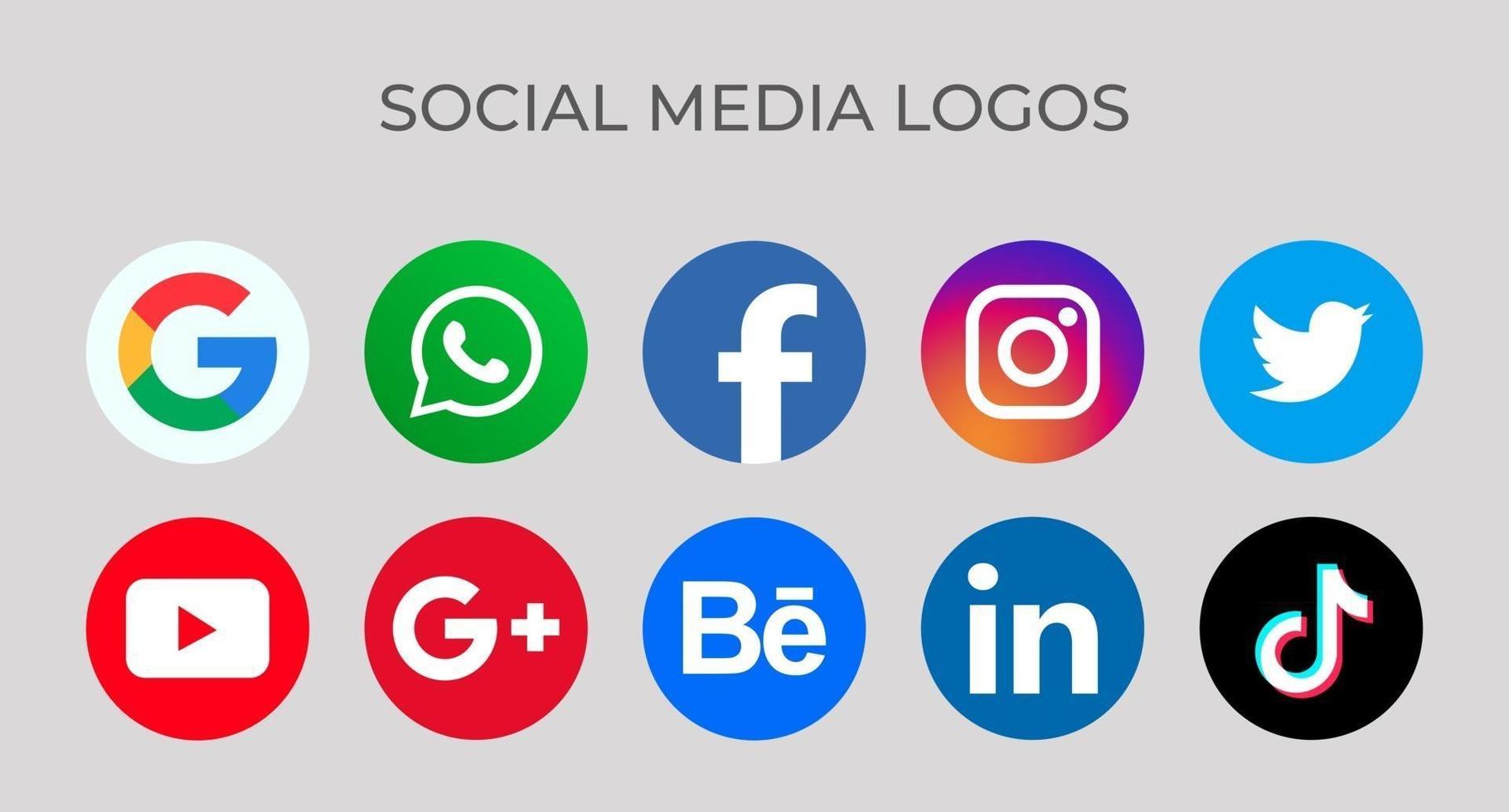 popolare set di icone di social media vettore