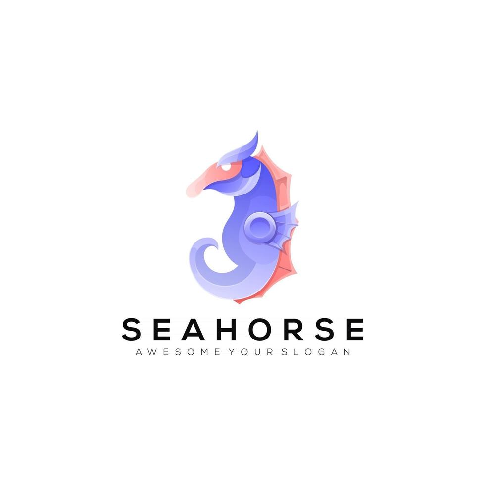 illustrazione di design logo colorato cavalluccio marino vettore