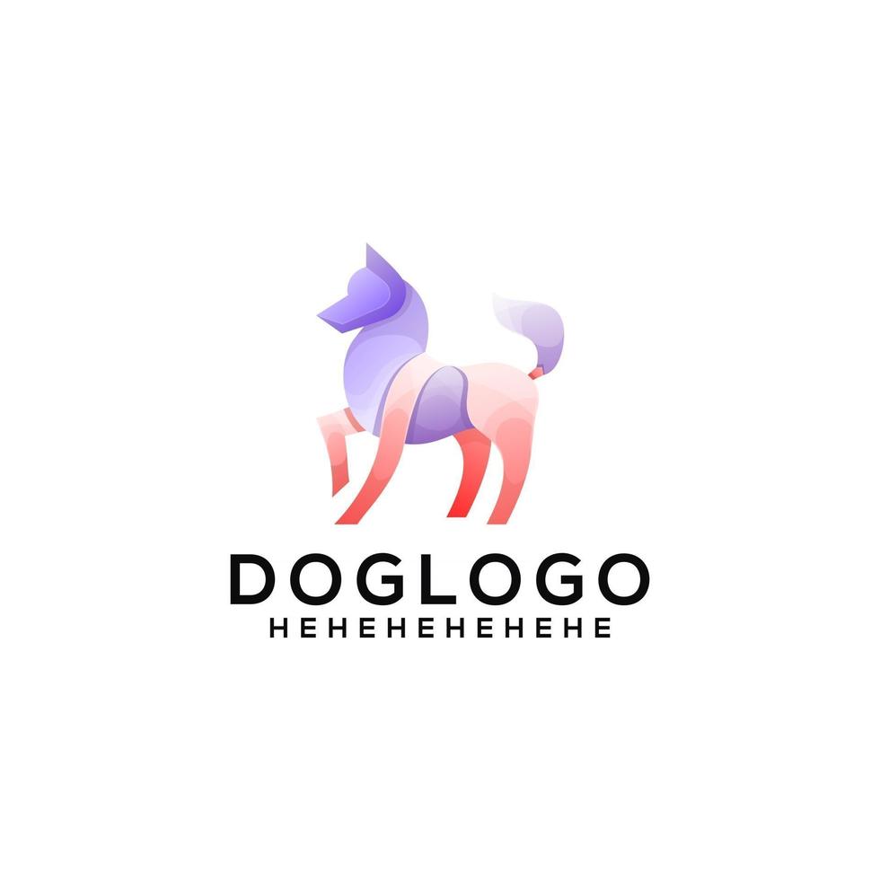 illustrazione del design del logo in stile gradiente colorato del cane vettore