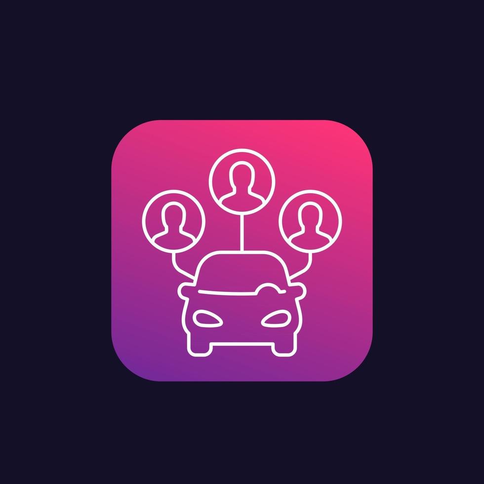 icona del servizio di car sharing, lineare vettore