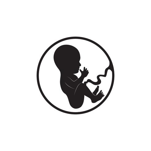 Segno di feto Icona fetale. Embrione di dieci settimane. Fase di gravidanza vettore