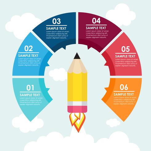 Info-grafico del razzo della matita vettore