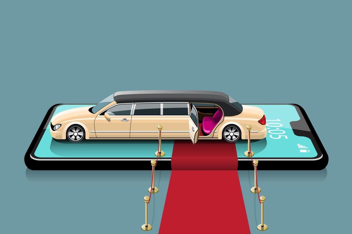 taxi limousine per passeggeri speciali. illustrazione vettoriale del concetto di servizio VIP.