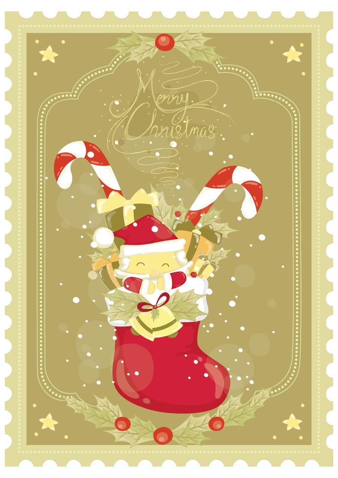 cappello di Babbo Natale, confezione regalo, bastoncino di zucchero e particelle di ghiaccio vettore