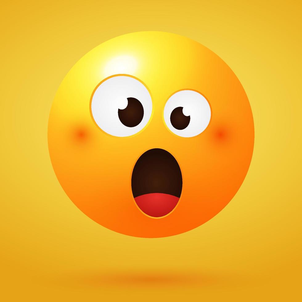 Modello di emoticon emoji shock 3d vettore