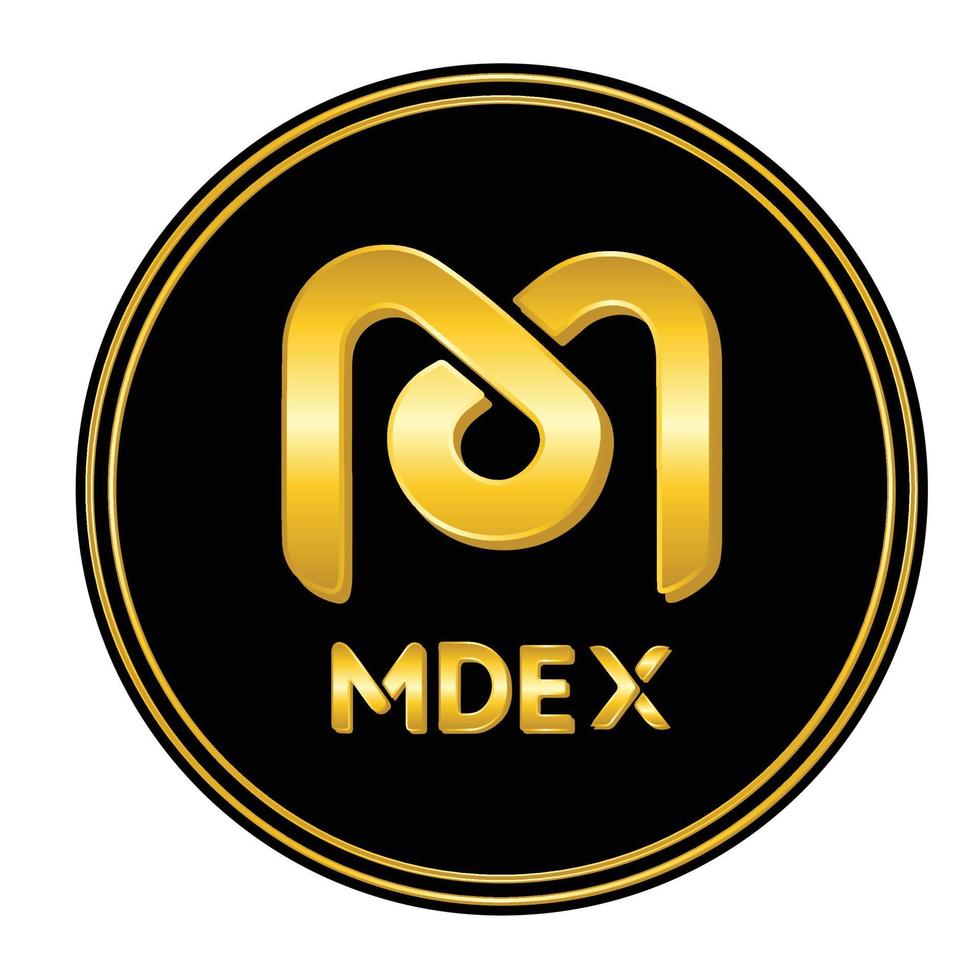 mdex mdx token simbolo criptovaluta con colore dorato vettore