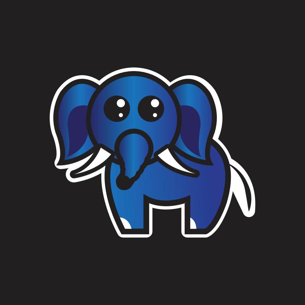 simpatico adesivo elefante blu vettore