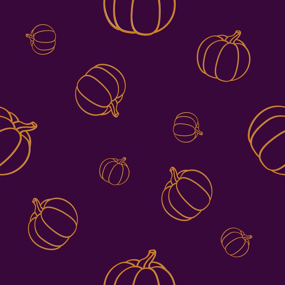modello senza cuciture per zucche di halloween arancioni su sfondo viola scuro vettore