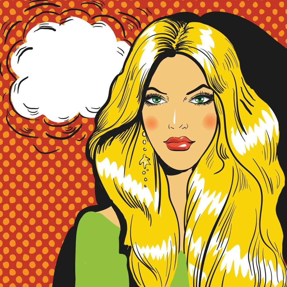 bella donna bionda pop art fumetto illustrazione vettoriale