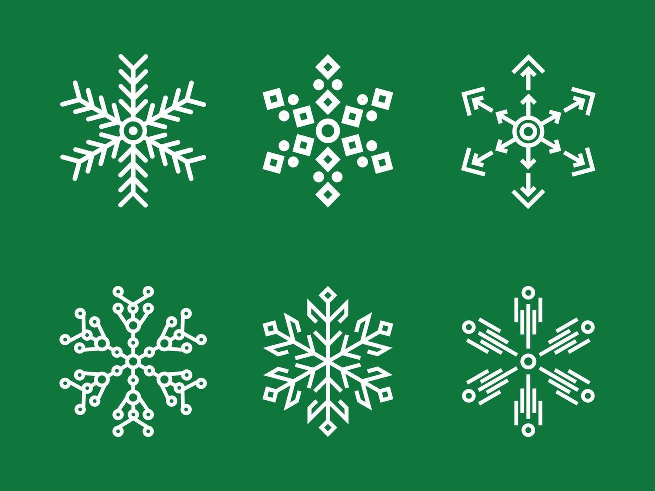 varietà di disegni di fiocchi di neve, scenografia di fiocchi di neve vettore