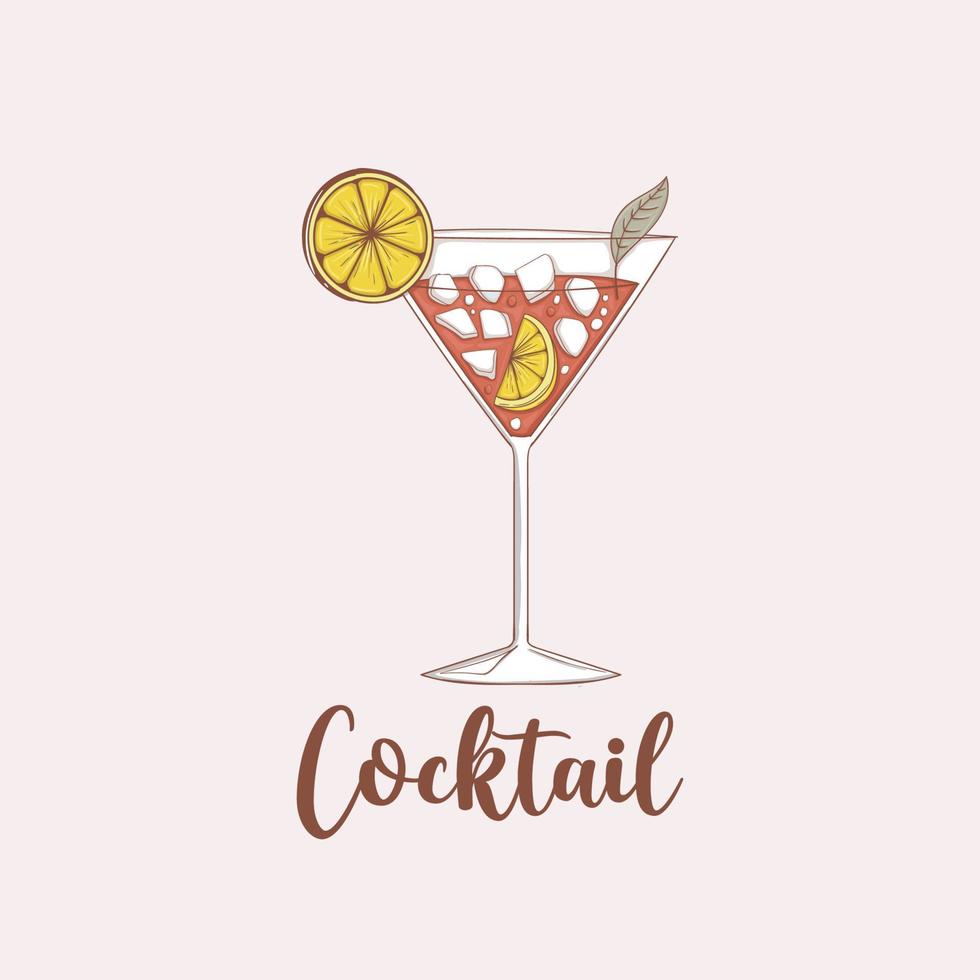 illustrazione colorata del cocktail disegnato a mano vettore