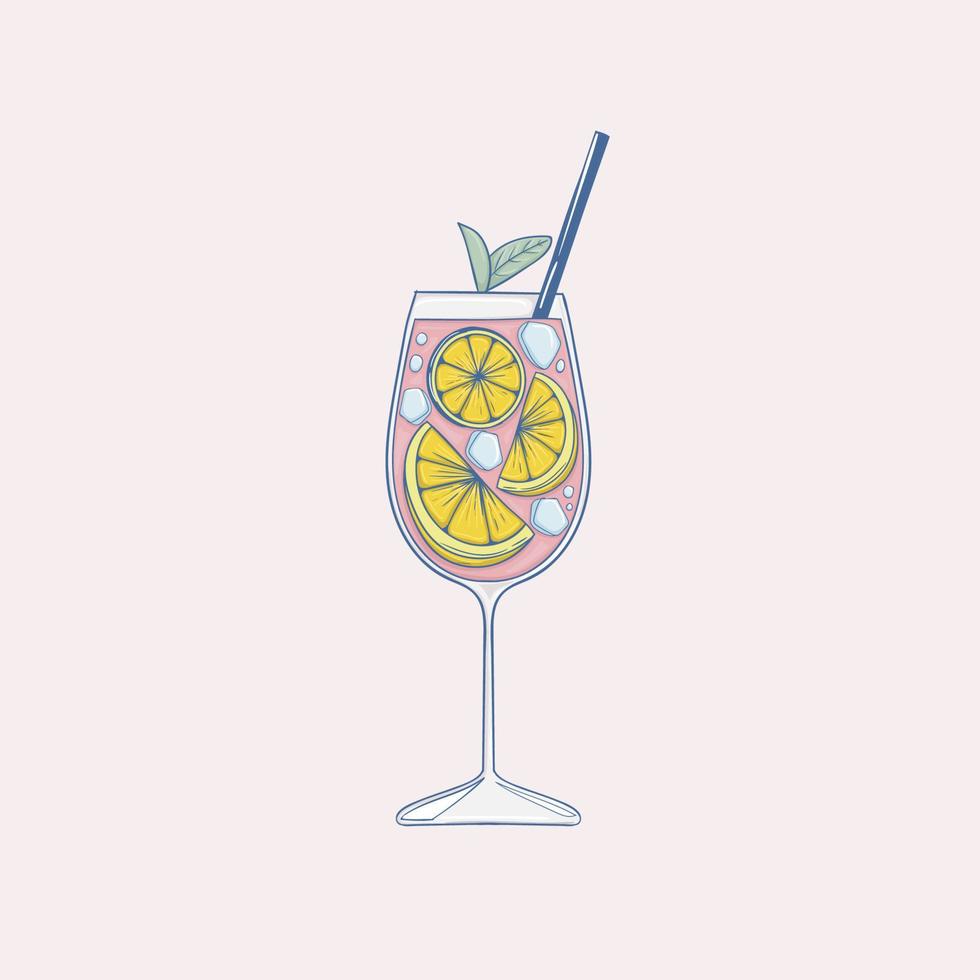 illustrazione colorata del cocktail disegnato a mano vettore