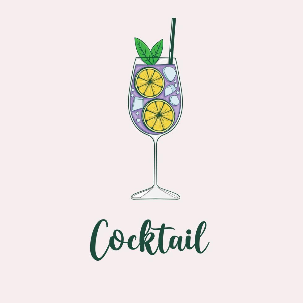 illustrazione colorata del cocktail disegnato a mano vettore