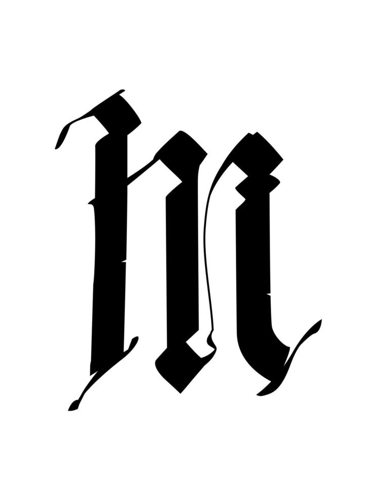 alfabeto. il simbolo è isolato su uno sfondo bianco. calligrafia e lettere. lettera latina medievale. logo per l'azienda vettore