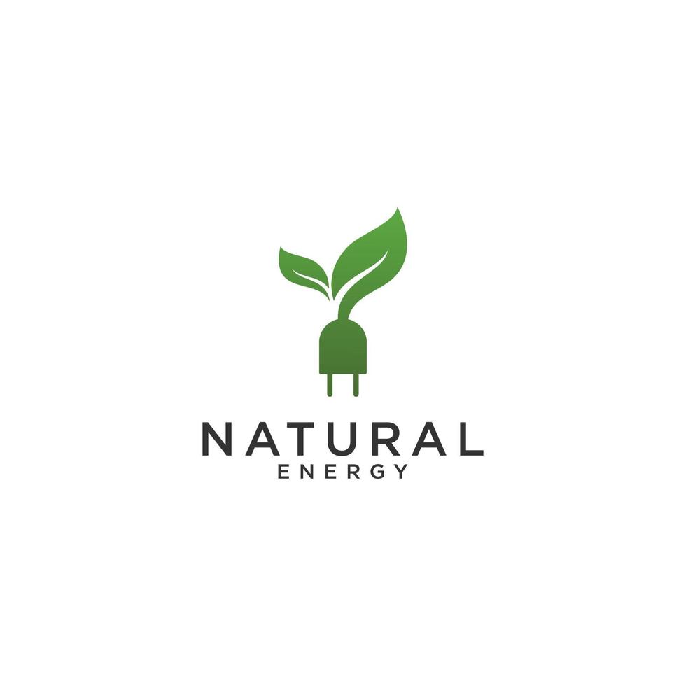logo di illustrazione di energia naturale con foglie che simboleggiano la migliore energia naturale vettore