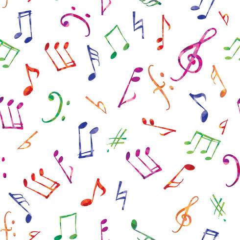 Modello musicale Note e segni di musica senza cuciture vettore