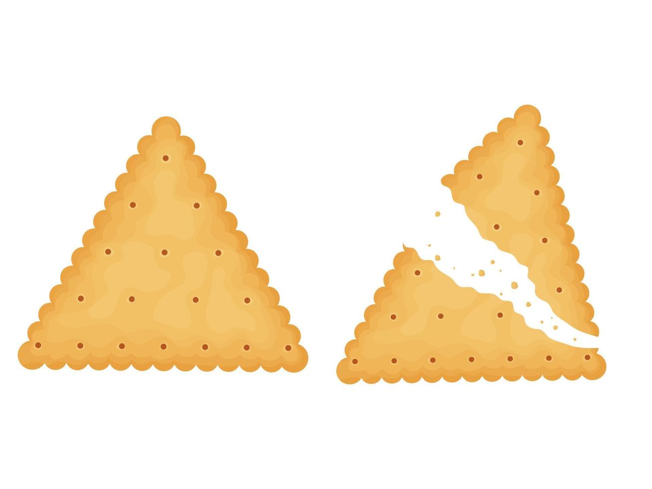 cracker triangolari. due cracker. illustrazione di cibo, snack. snack salutare. vettore