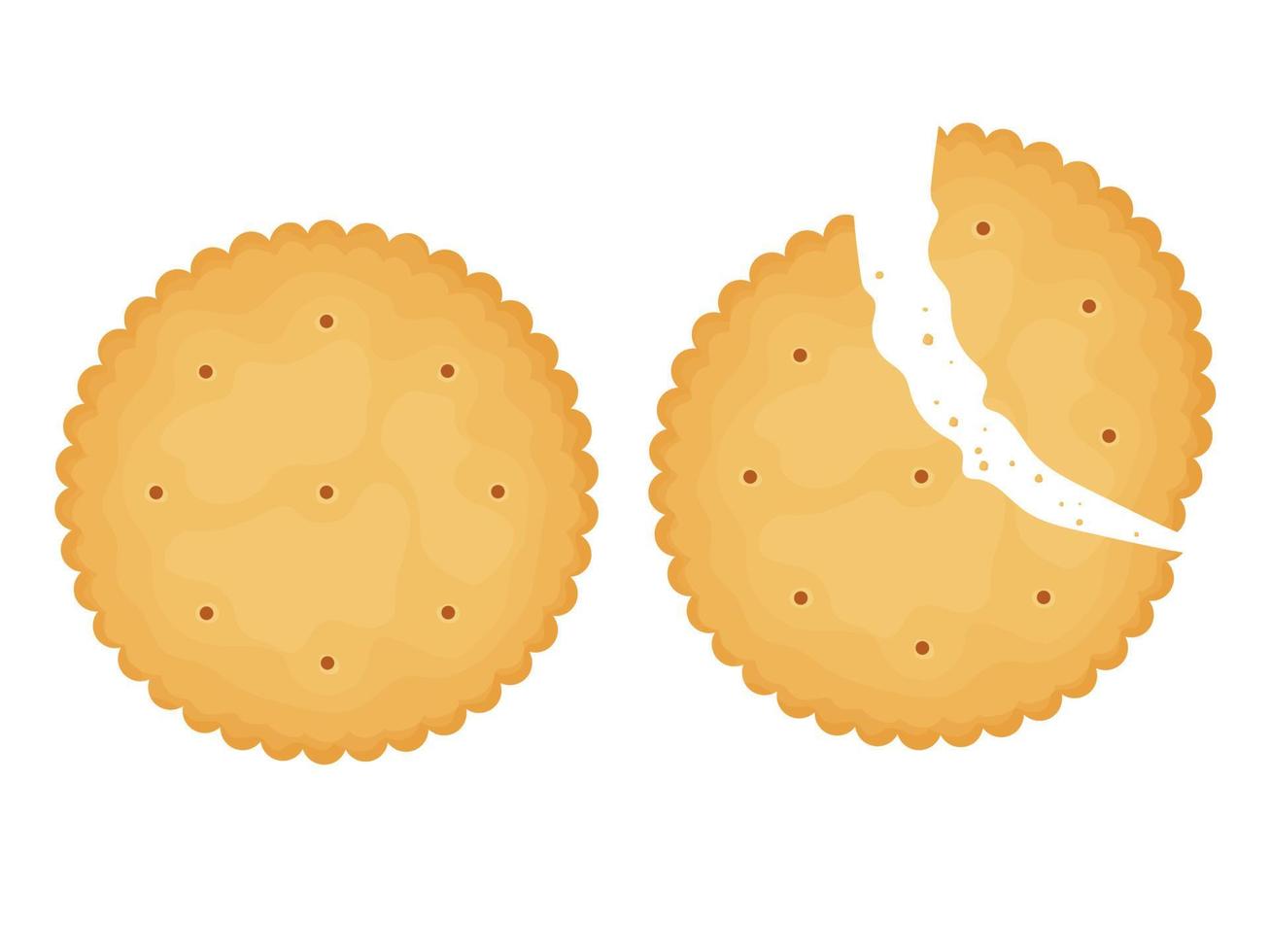 cracker interi e rotti. illustrazione di cibo, snack. snack salutare. vettore