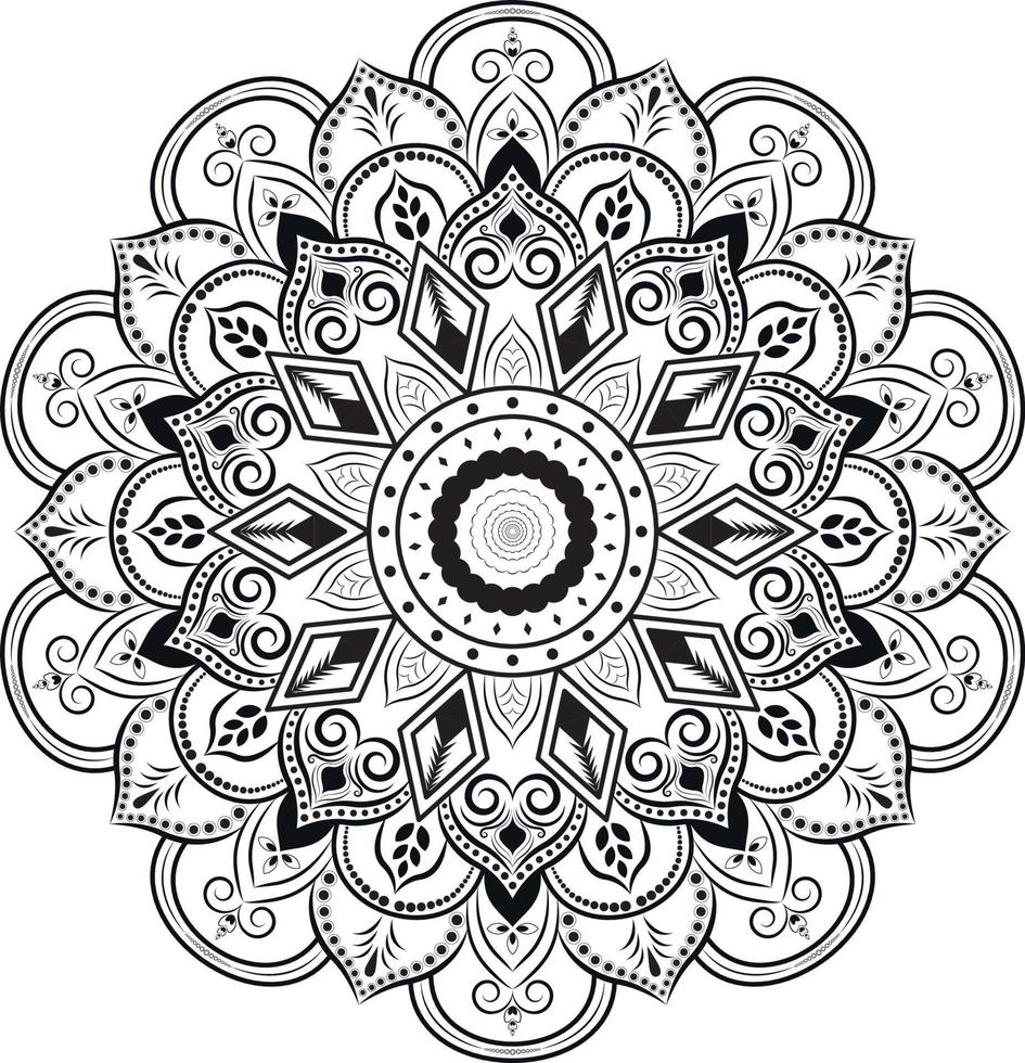 design mandala floreale bianco e nero di lusso vettore