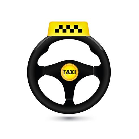 Segno di auto taxi Icona di auto wheell. Vettore